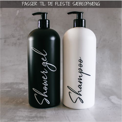 1000 ml shampooflaske med label